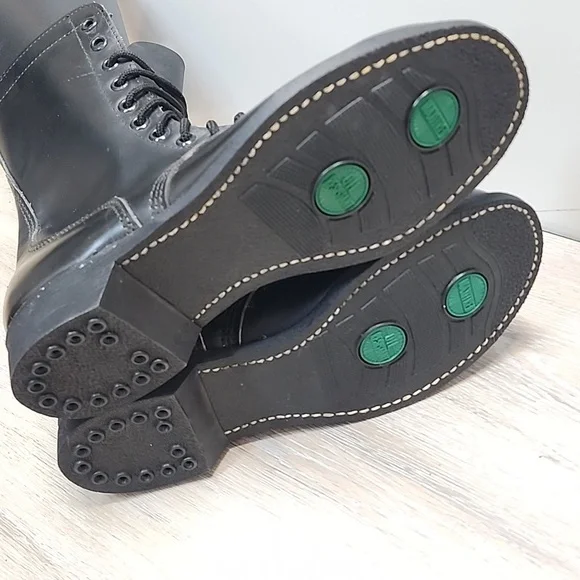 NEW VNTG Leather Military Maxitred Jump Tall Combat Lace-Up Boots Blk Sz 10 - Picture 13 of 16